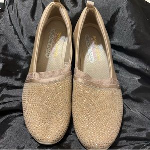 Skechers arya sparkle, slip on shoes natural gold size 7 new no box